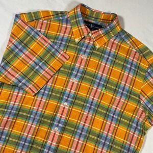 Ralph Lauren Madras Short Sleeve Mens M‎ Classic Fit Plaid Button Down Shirt